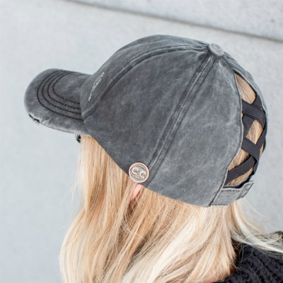 C.C® Cotton Ponytail Criss Cross Caps by Truly Contagious