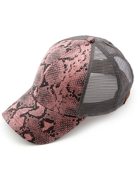 C.C® Popular Pattern Messy Bun Pony Cap Trucker Hats by Truly Contagious