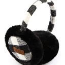 Black/Ivory C.C® Buffalo Plaid Adjustable Earmuffs by Truly Contagious