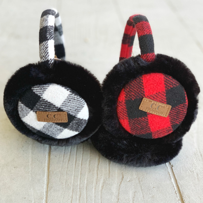 C.C® Buffalo Plaid Adjustable Earmuffs by Truly Contagious