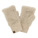 Beige C.C® Plush Fingerless Glove By Truly Contagious