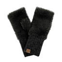 Black C.C® Plush Fingerless Glove By Truly Contagious