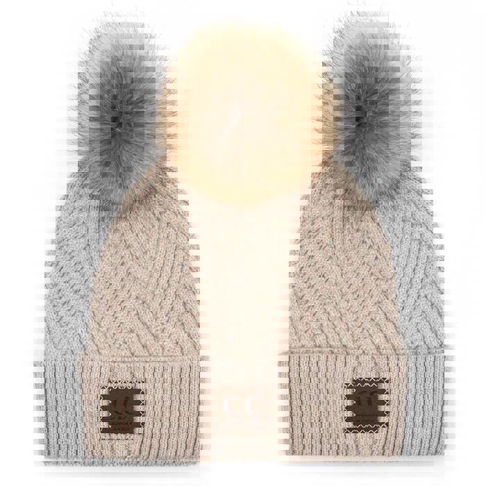 C.C® Beanie Criss-Cross Thick Pom Hats by Truly Contagious