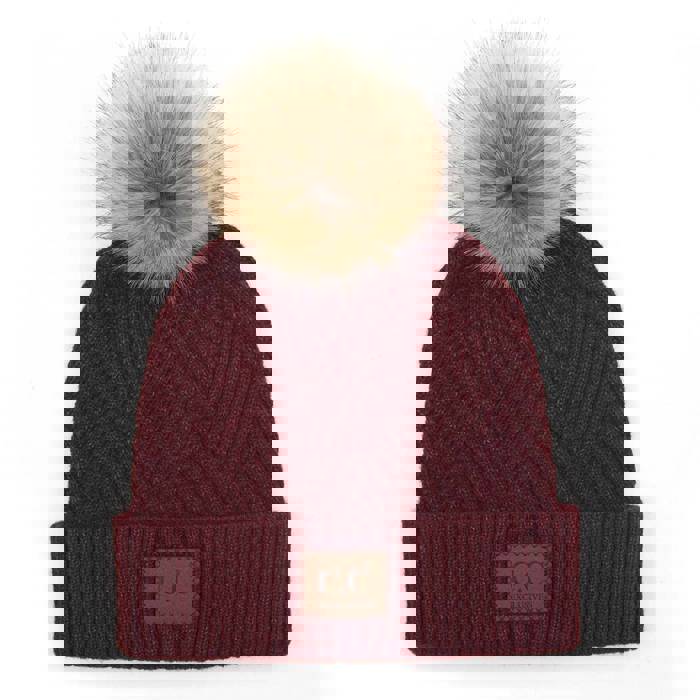 C.C® Beanie Criss-Cross Thick Pom Hats by Truly Contagious