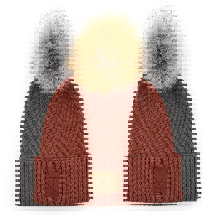 C.C® Beanie Criss-Cross Thick Pom Hats by Truly Contagious