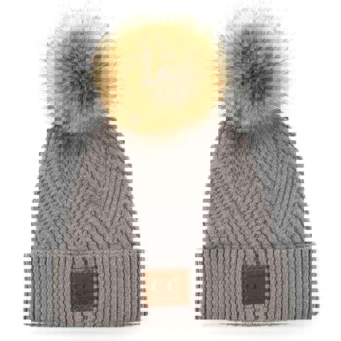 C.C® Beanie Criss-Cross Thick Pom Hats by Truly Contagious