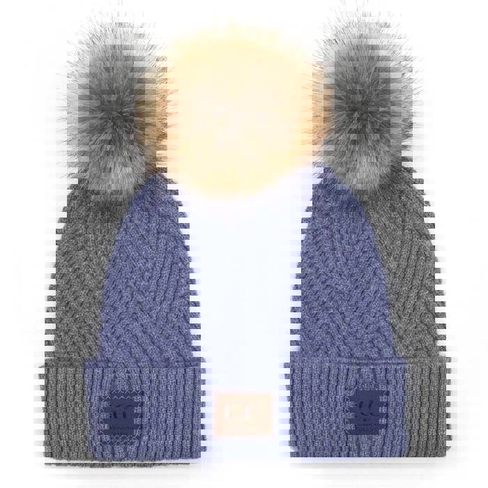 C.C® Beanie Criss-Cross Thick Pom Hats by Truly Contagious
