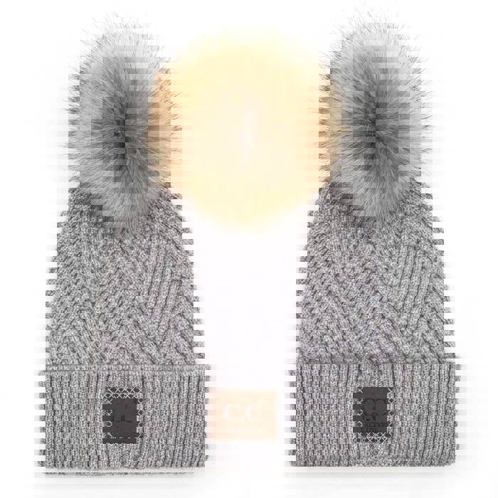 C.C® Beanie Criss-Cross Thick Pom Hats by Truly Contagious