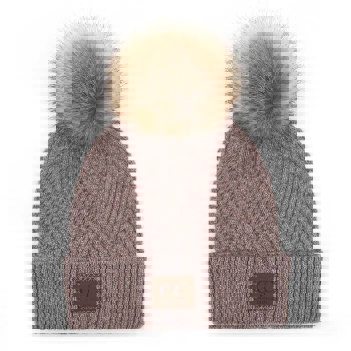 C.C® Beanie Criss-Cross Thick Pom Hats by Truly Contagious