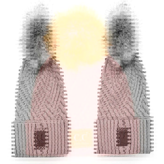 C.C® Beanie Criss-Cross Thick Pom Hats by Truly Contagious