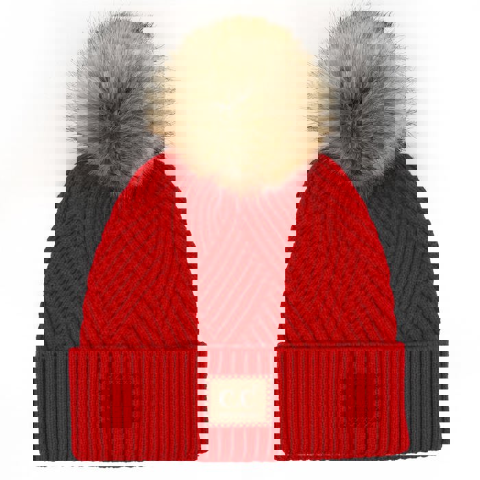 C.C® Beanie Criss-Cross Thick Pom Hats by Truly Contagious