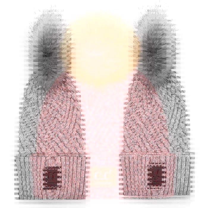 C.C® Beanie Criss-Cross Thick Pom Hats by Truly Contagious