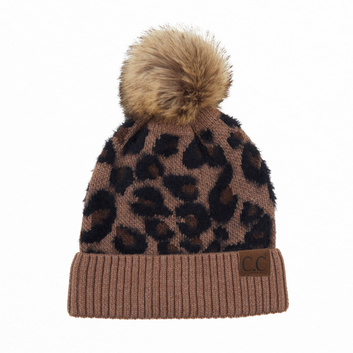 C.C® Beanie Soft Leopard Pom Hats, Women Teen Girls by Truly Contagious