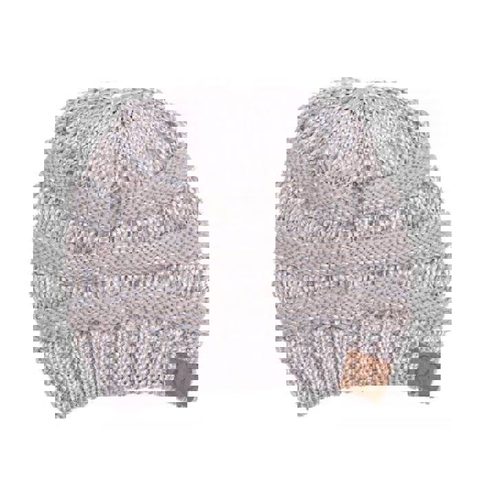 C.C® Beanie Cozy Metallic Cable Knit Skully Hats by Truly Contagious