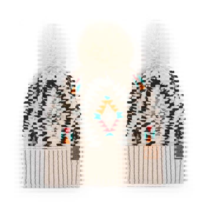 C.C® Beanie Southwestern Pom Hats by Truly Contagious