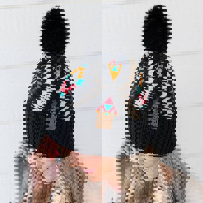 C.C® Beanie Southwestern Pom Hats by Truly Contagious