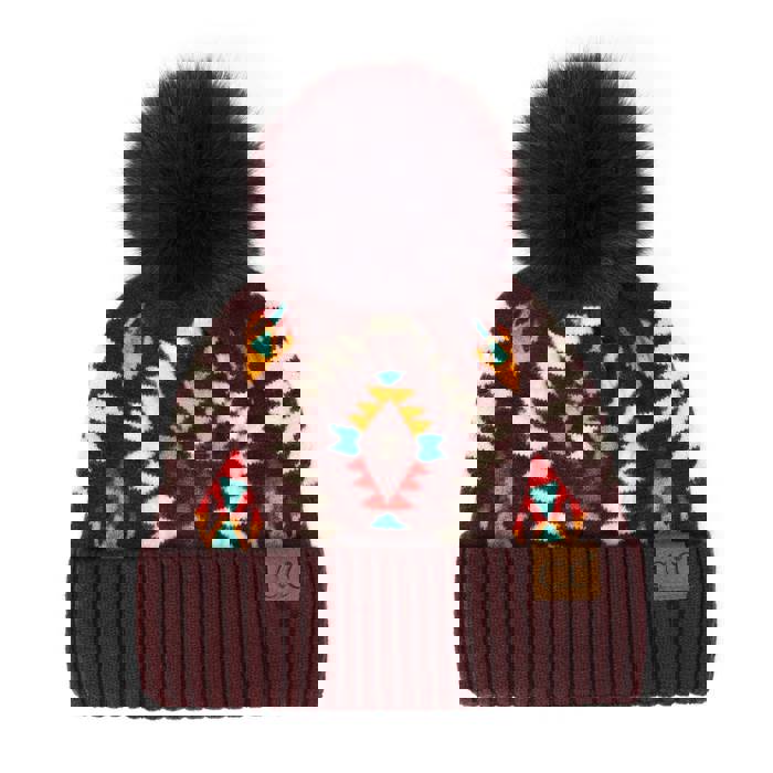C.C® Beanie Southwestern Pom Hats by Truly Contagious