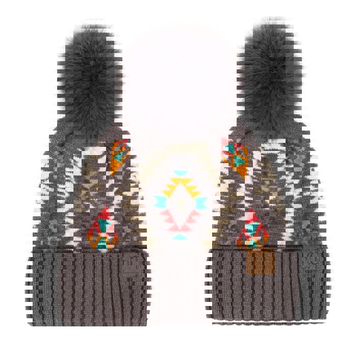C.C® Beanie Southwestern Pom Hats by Truly Contagious