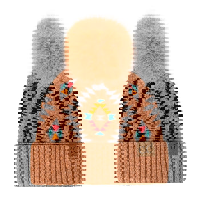 C.C® Beanie Southwestern Pom Hats by Truly Contagious