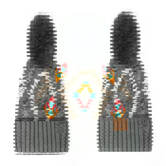 C.C® Beanie Southwestern Pom Hats by Truly Contagious