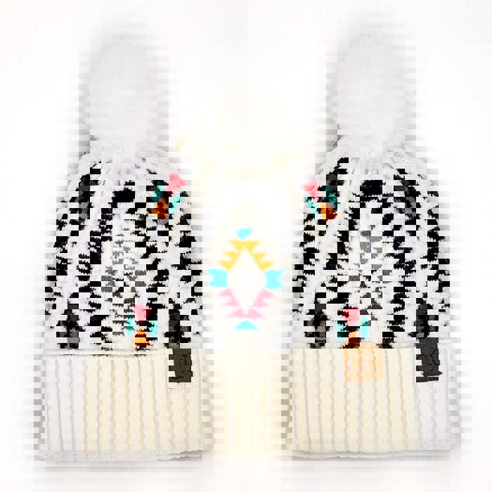 C.C® Beanie Southwestern Pom Hats by Truly Contagious