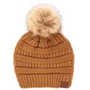Golden Walnut C.C® Beanie Cable-Knit Pom Accessories Hats for Gifts, Women, Teens Girls by Truly Contagious