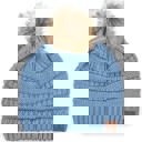 Denim C.C® Beanie Cable-Knit Pom Accessories Hats for Gifts, Women, Teens Girls by Truly Contagious