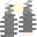 Light Melange Grey C.C® Beanie Cable-Knit Pom Accessories Hats for Gifts, Women, Teens Girls by Truly Contagious