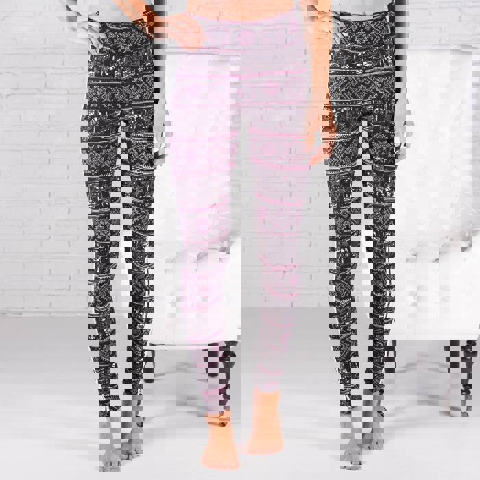 Ultra Soft Printed Leggings w/ Stripe (New Mix)