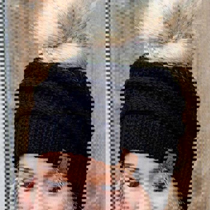 C.C® Women Messy Bun Ponytail Beanie Hats by Truly Contagious
