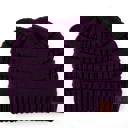 Dark Purple C.C® Women Messy Bun Ponytail Beanie Hats by Truly Contagious
