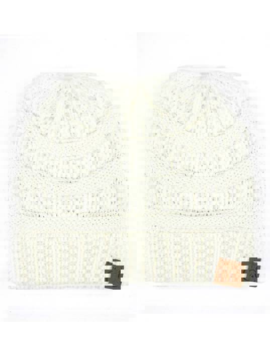 C.C® Women Messy Bun Ponytail Beanie Hats by Truly Contagious
