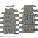 Light Melange Grey C.C® Women Messy Bun Ponytail Beanie Hats by Truly Contagious