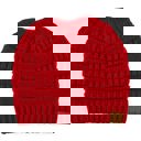 Red C.C® Women Messy Bun Ponytail Beanie Hats by Truly Contagious