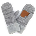Light Grey Junior - JUNIOR (9" TOTAL) C.C® Mittens Sherpa Lined Accessories, Adult and Junior by Truly Contagious