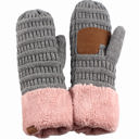 Light Melange Grey/Rose C.C® Mittens Color-Block by Truly Contagious