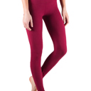 Burgundy - Pant Size 0-8 S-M Ultra Soft 5" Waist Tummy Control Leggings by Truly Contagious