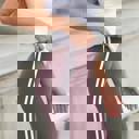 Violet/White - Curvy Pant Size: 10-16 Athleisure Soft Stripe Leggings by Truly Contagious