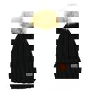 Black CC Multi-Color Plush Pom Beanie