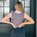 Gray Small Claire Ribbed Colorblock Edge Tank Top