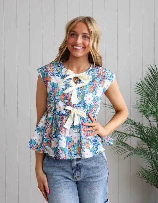 Hannah Floral Tie Top