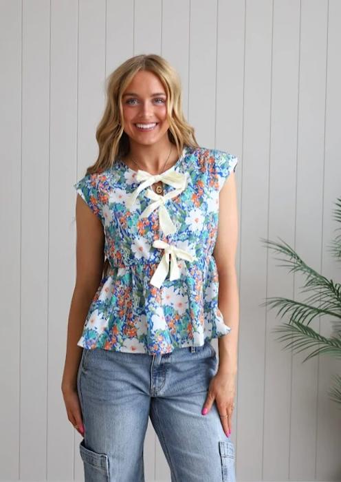 Hannah Floral Tie Top