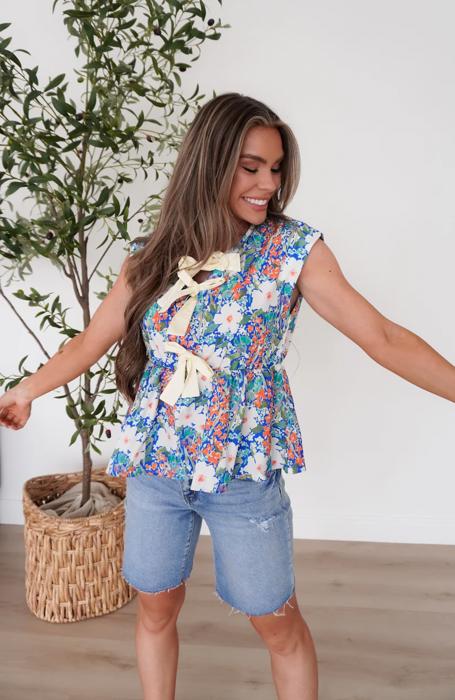 Hannah Floral Tie Top
