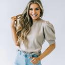 Beige Small Lyssa Puff-Sleeve Top