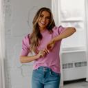 Purple Small Lyssa Puff-Sleeve Top