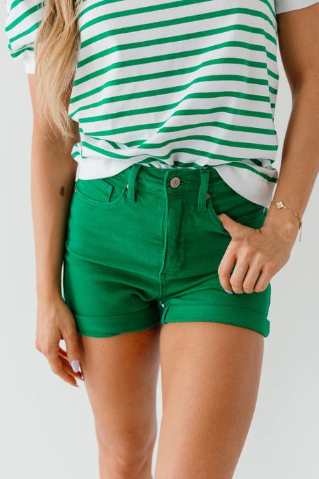 Judy Blue Tummy Control Green Shorts