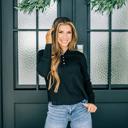 Black Small Janie Rib-Knit Henley