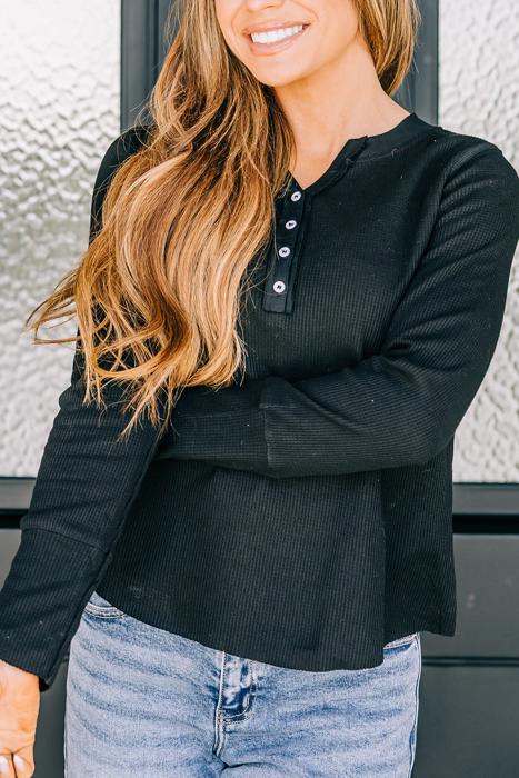 Janie Rib-Knit Henley