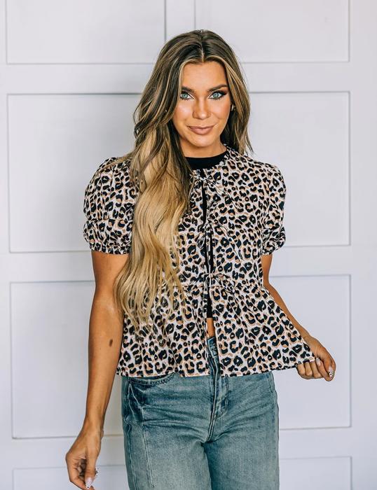 Brielle Leopard Tie Top