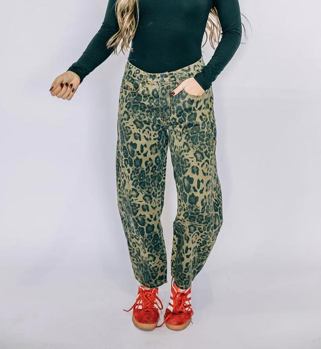 Leopard Barrel Jeans